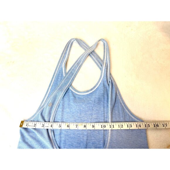 Lululemon Heatwave Maxi Dress Wee Stripe White Porcelain Blue Size 6 - Picture 4 of 7